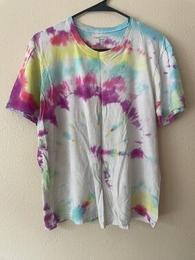 Nautica Tie-Dye Crewneck Tee - Purple, Aqua, Yellow